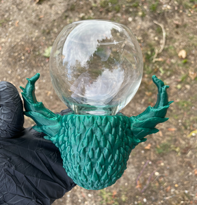 3D Printed Horned Skull Glass Base + Glass